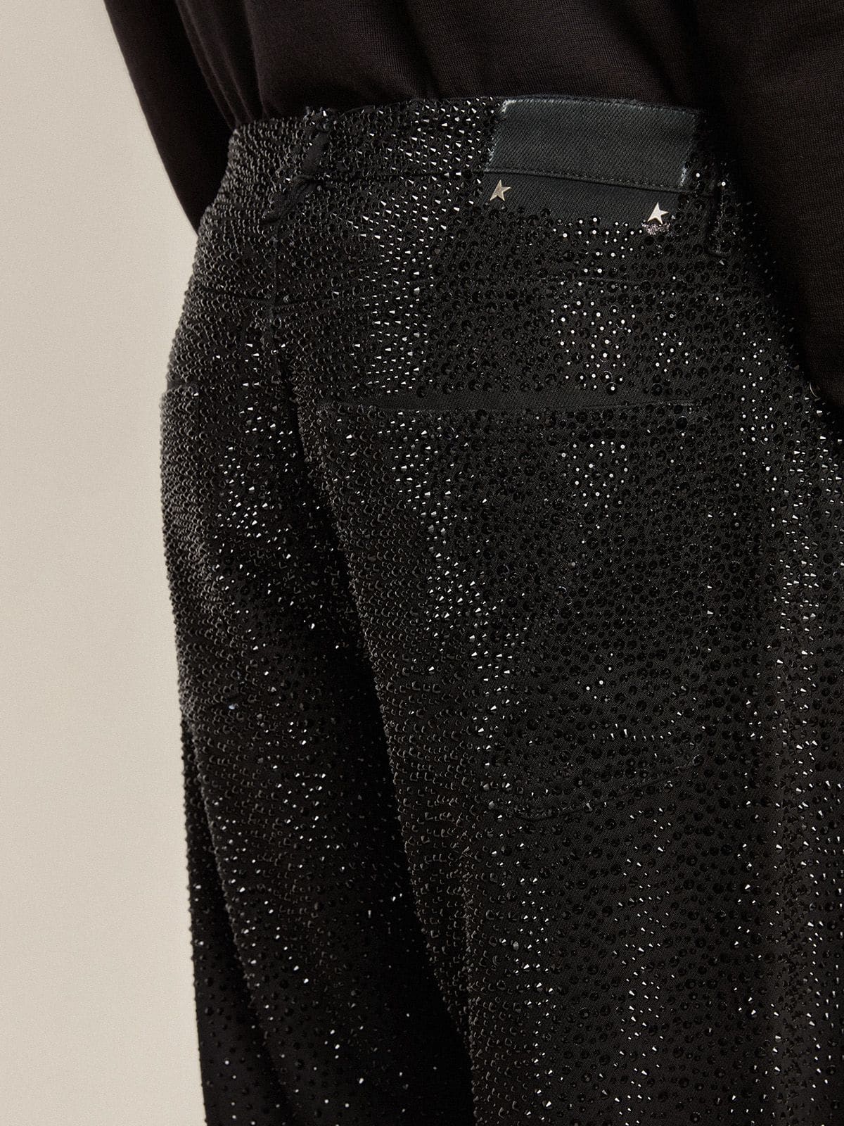 Men's black jeans with a loose fit and gradient effect all-over crystals - Golden Goose Men