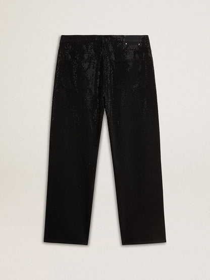Men's black jeans with a loose fit and gradient effect all-over crystals - Golden Goose Men
