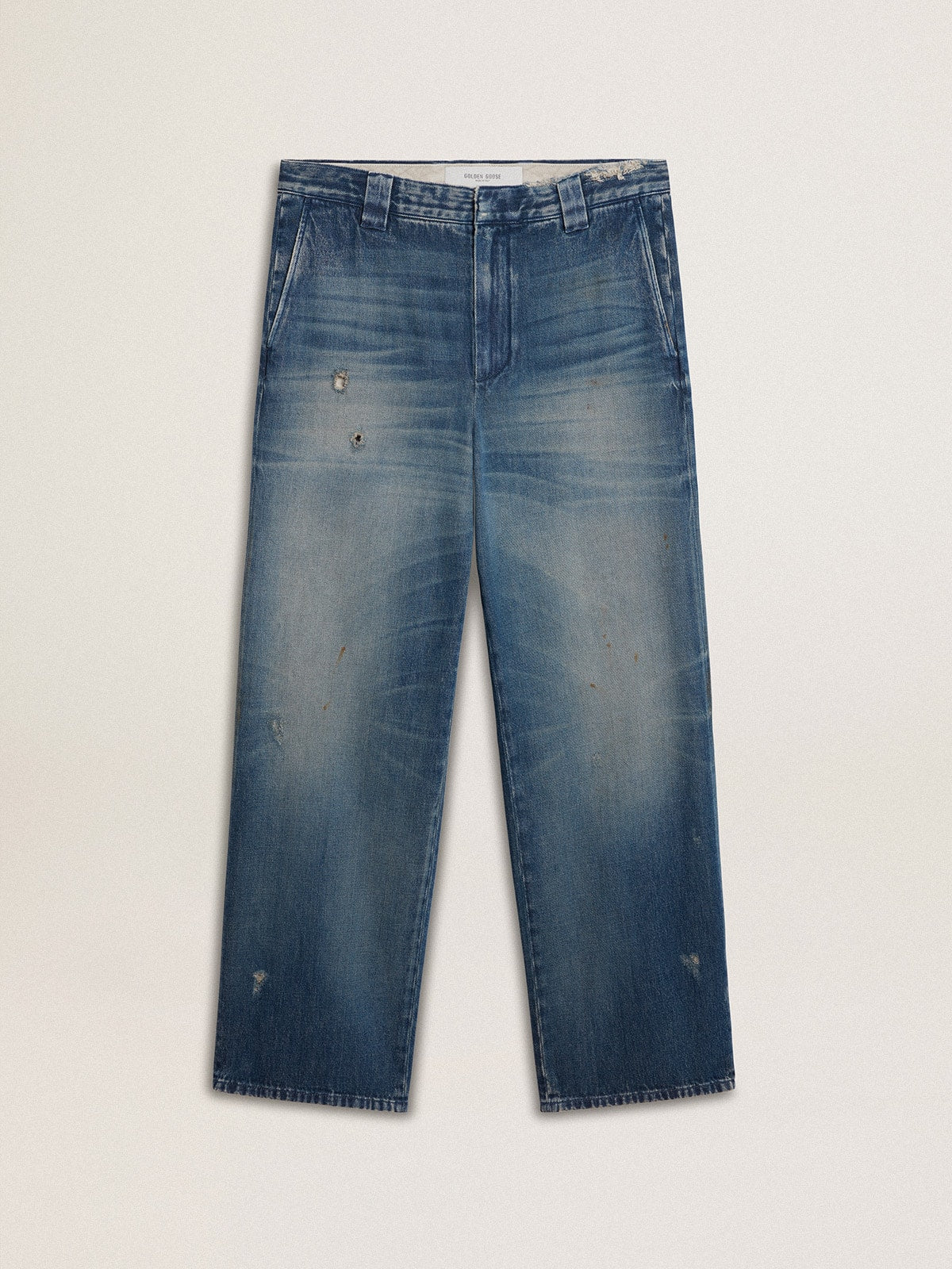 Men's denim chinos with distressed details - Golden Goose Men