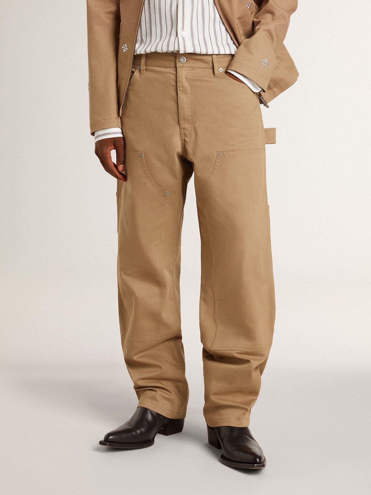 Men's beige pants with patches - Golden Goose Men