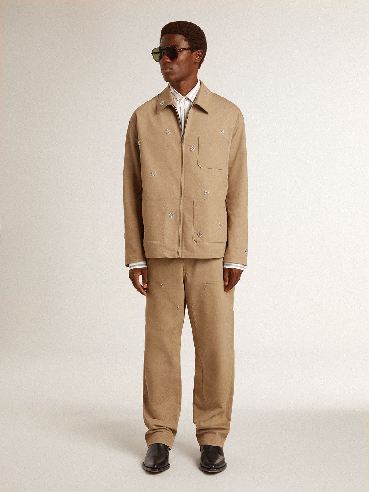 Men's beige pants with patches - Golden Goose Men