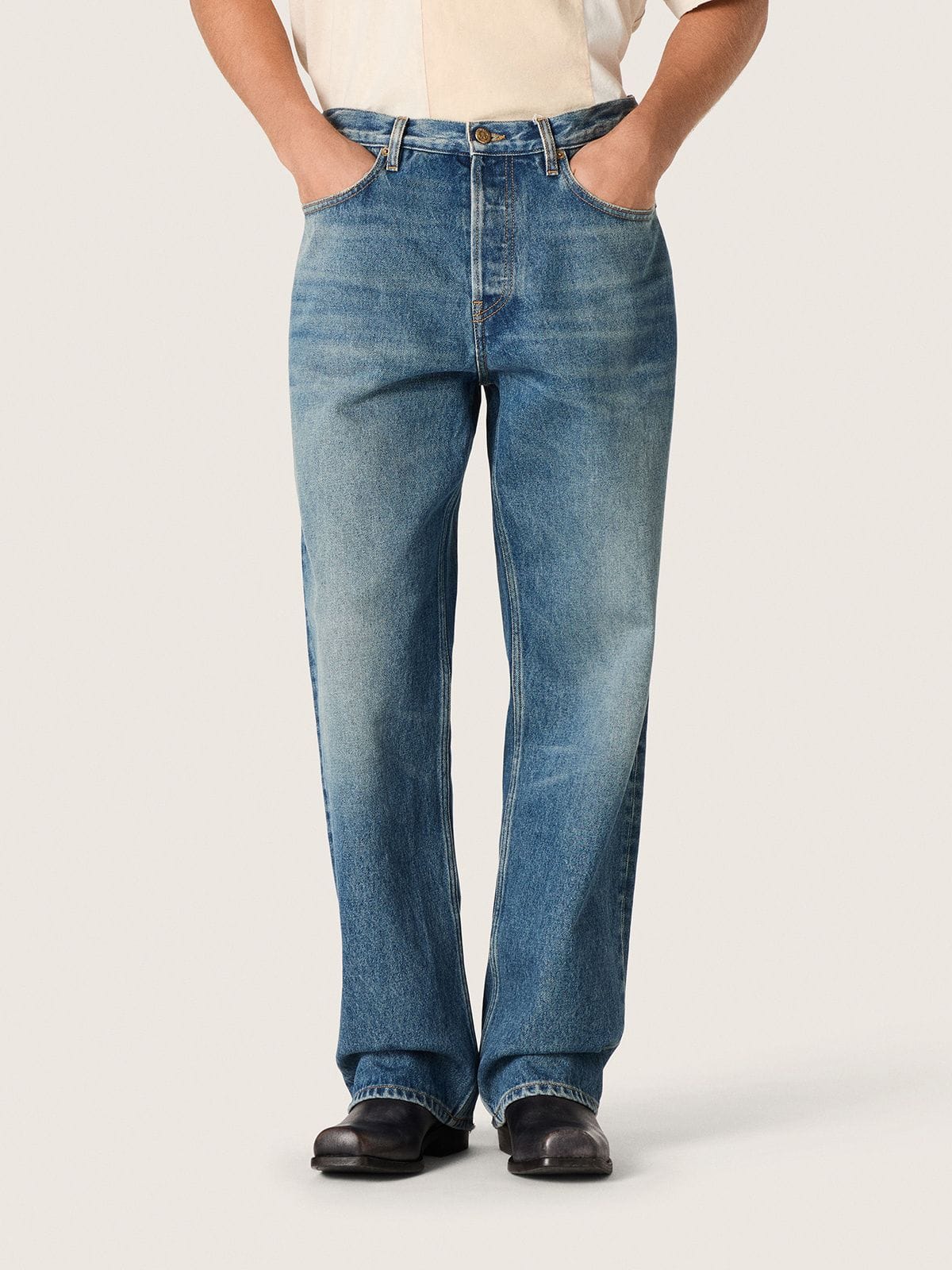 Blue medium wash loose jeans - Golden Goose Men