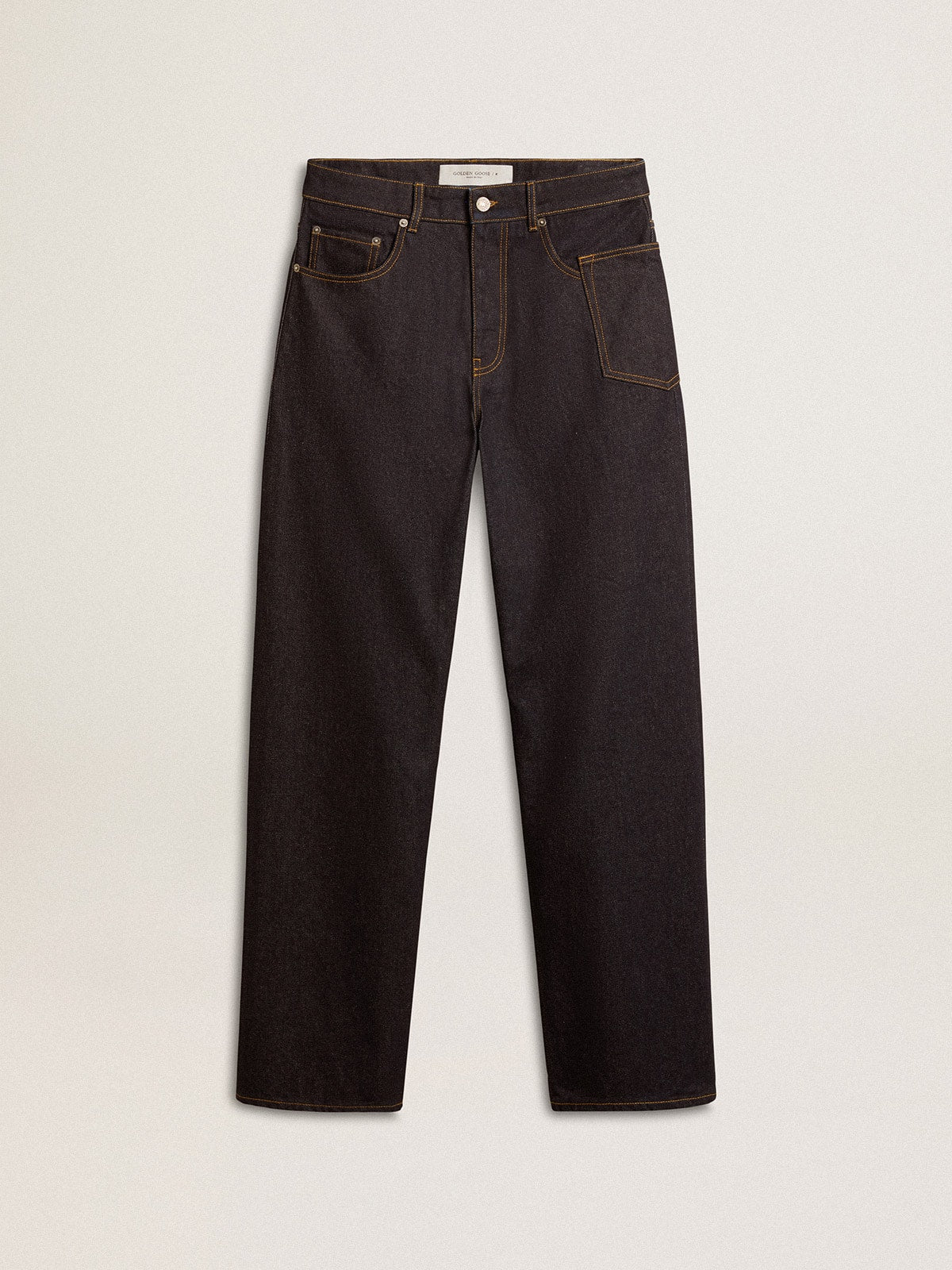 Men’s dark blue wide-leg jeans in one-wash denim - Golden Goose Men