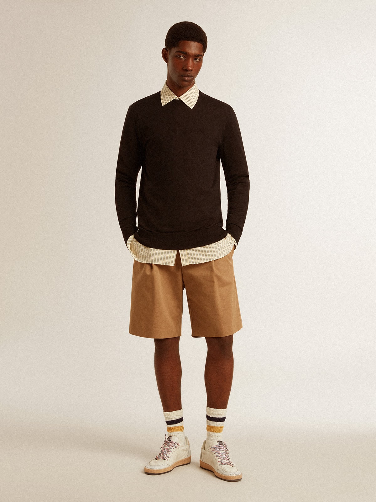 Men's Bermuda shorts in beige cotton - Golden Goose Men