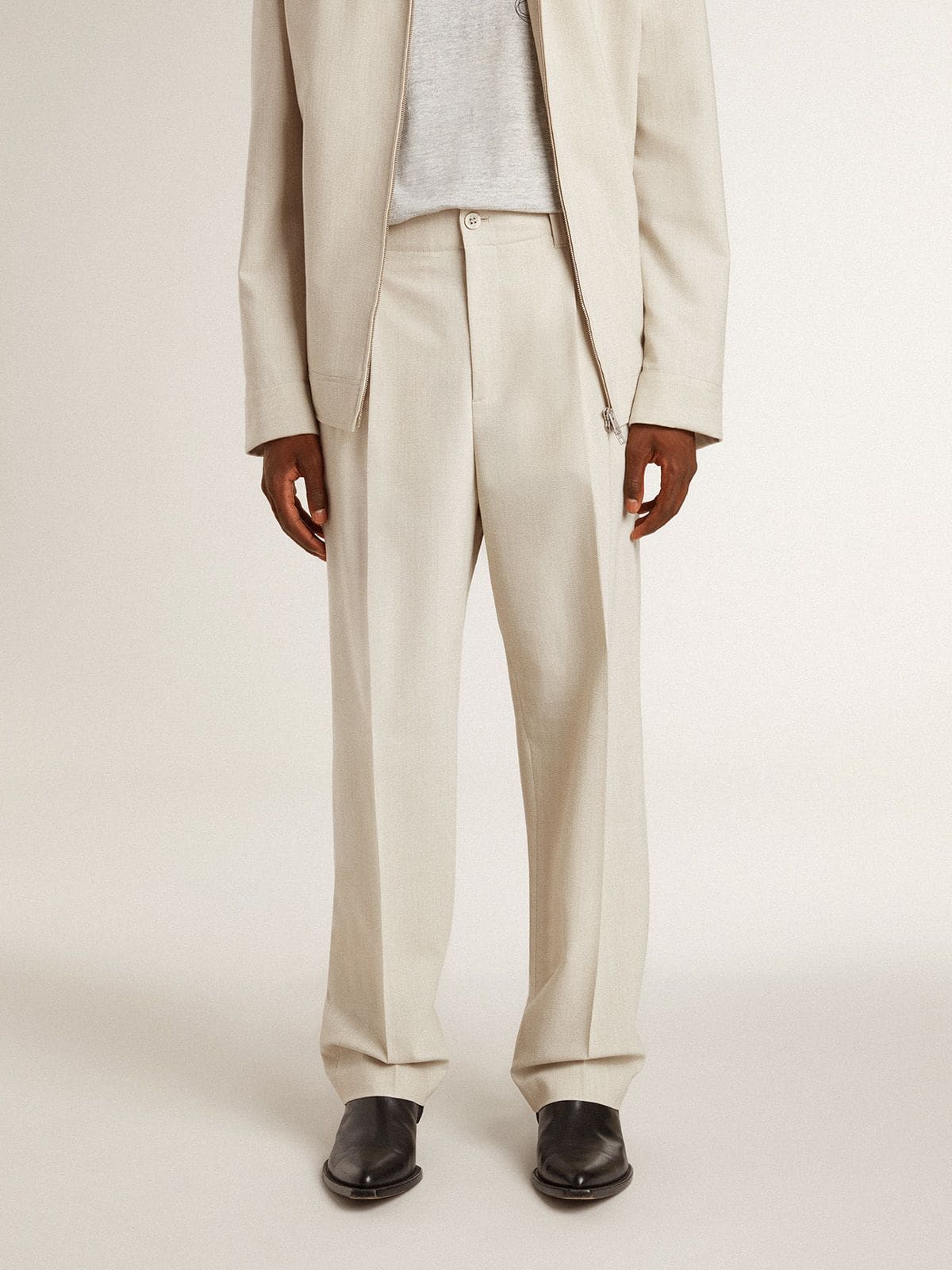 Men's joggers in khaki wool blend - Golden Goose Men