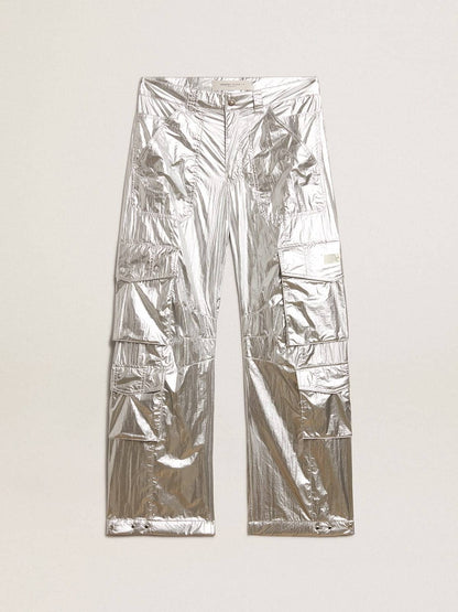 Men's cargo pants in silver technical fabric - Golden Goose Men