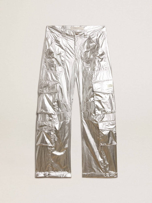 Men's cargo pants in silver technical fabric - Golden Goose Men