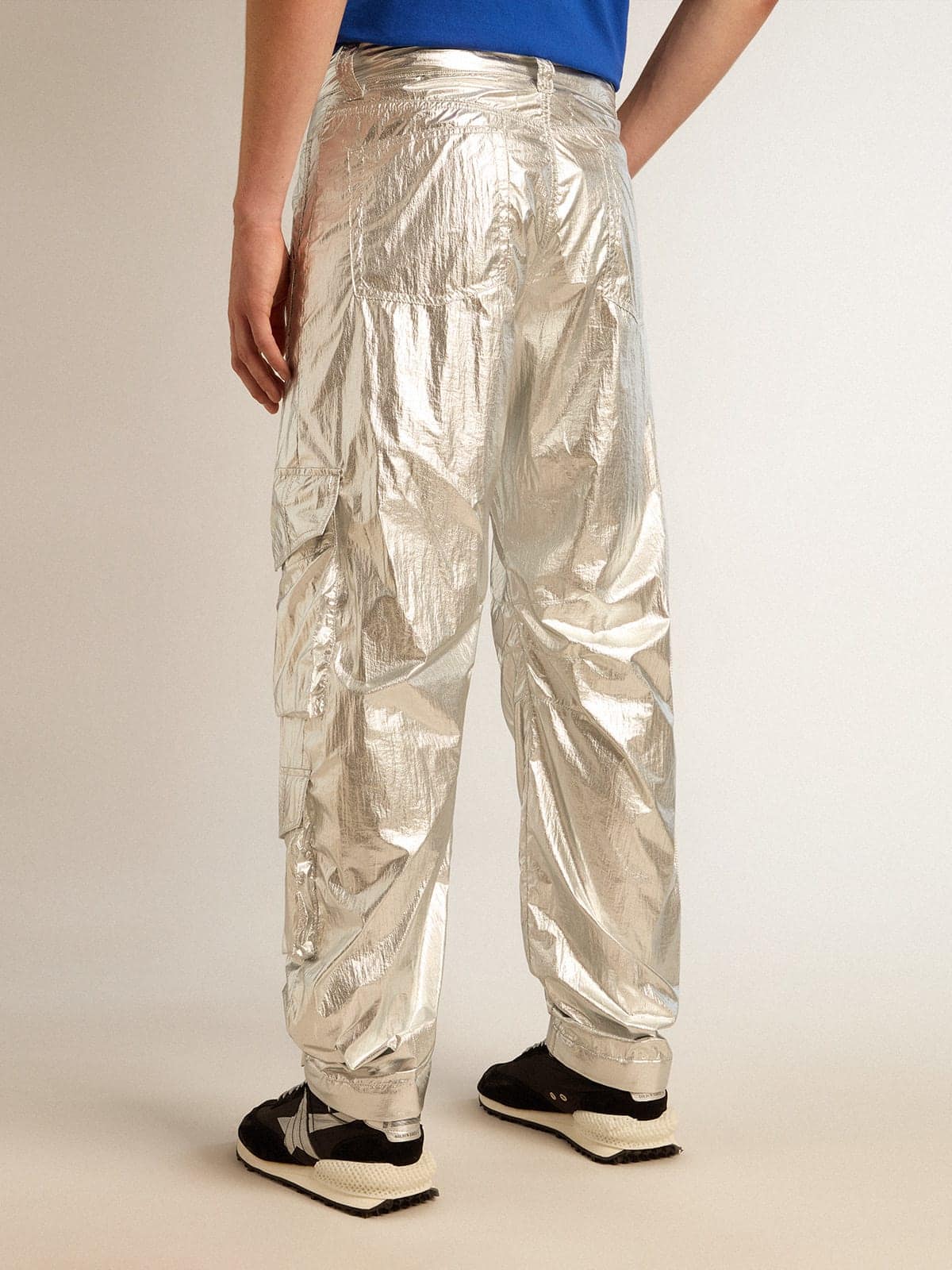 Men's cargo pants in silver technical fabric - Golden Goose Men