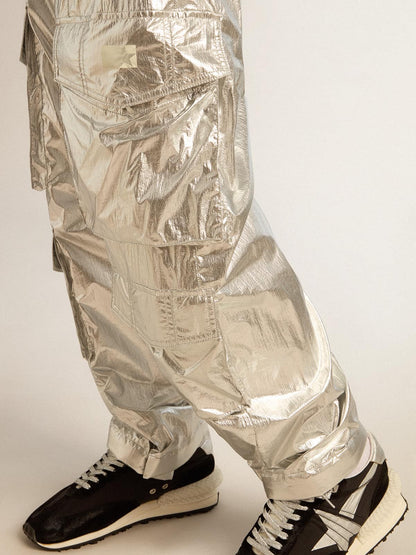 Men's cargo pants in silver technical fabric - Golden Goose Men