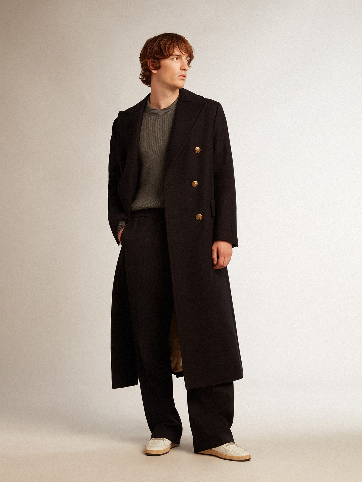 Men’s joggers in dark blue wool - Golden Goose Men