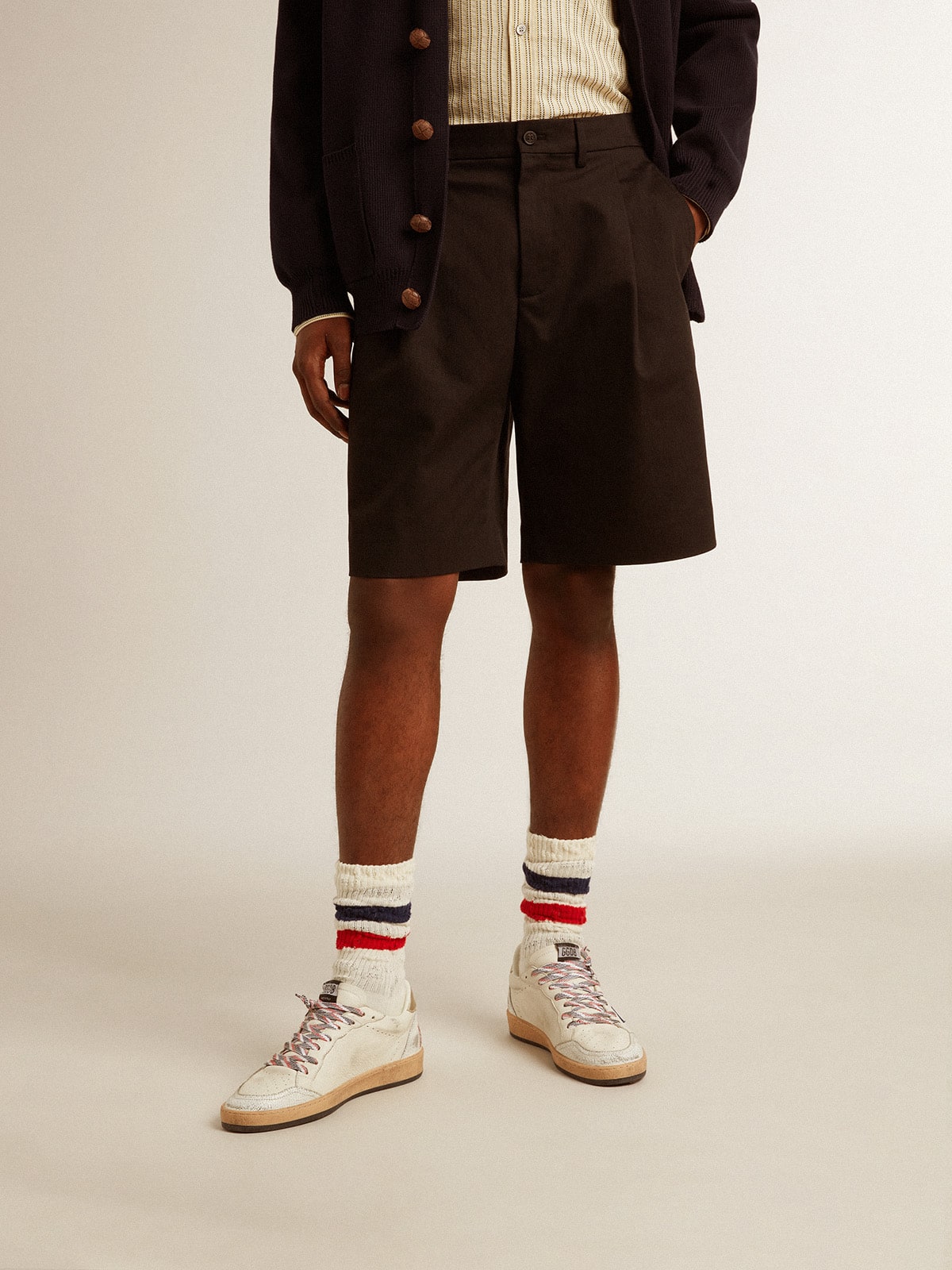 Men's Bermuda shorts in black cotton - Golden Goose Men