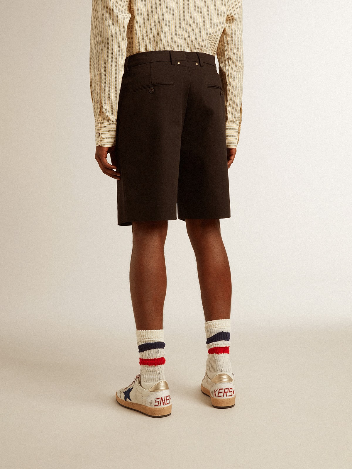 Men's Bermuda shorts in black cotton - Golden Goose Men