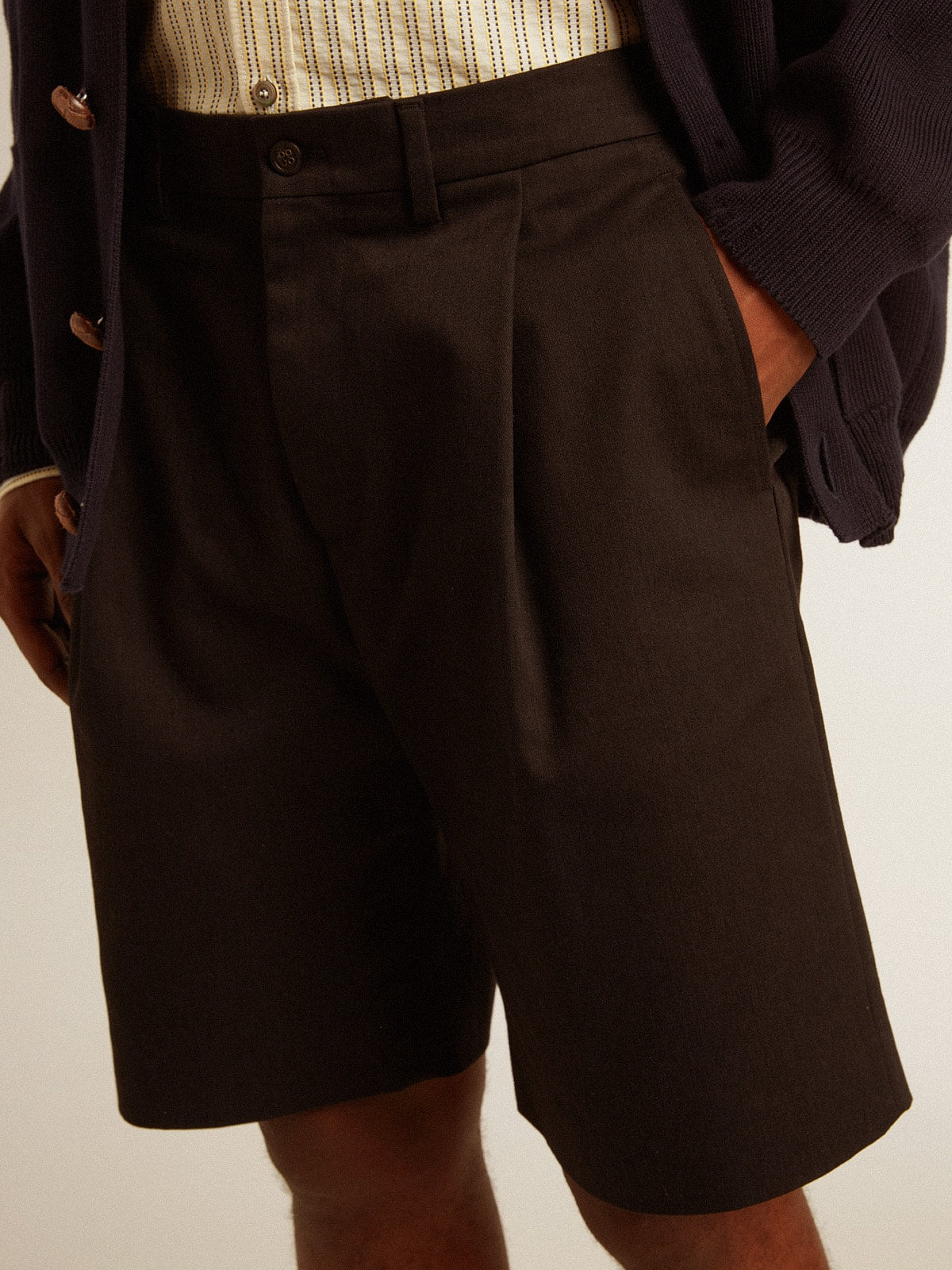 Men's Bermuda shorts in black cotton - Golden Goose Men