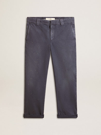 Men's chinos in blue with a lived-in effect - Golden Goose Men