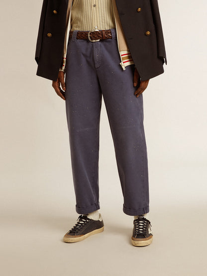 Men's chinos in blue with a lived-in effect - Golden Goose Men