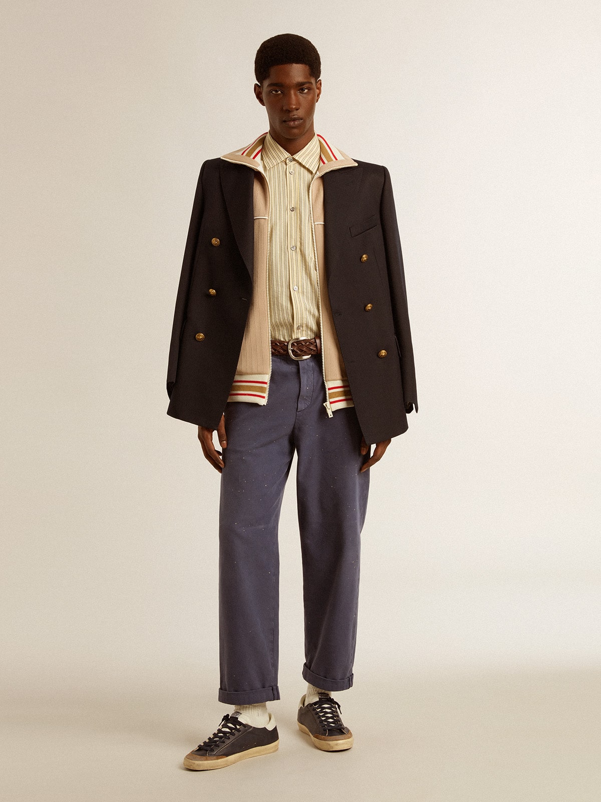 Men's chinos in blue with a lived-in effect - Golden Goose Men