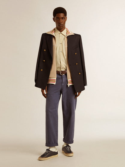 Men's chinos in blue with a lived-in effect - Golden Goose Men
