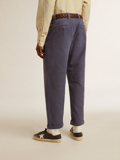 Men's chinos in blue with a lived-in effect - Golden Goose Men