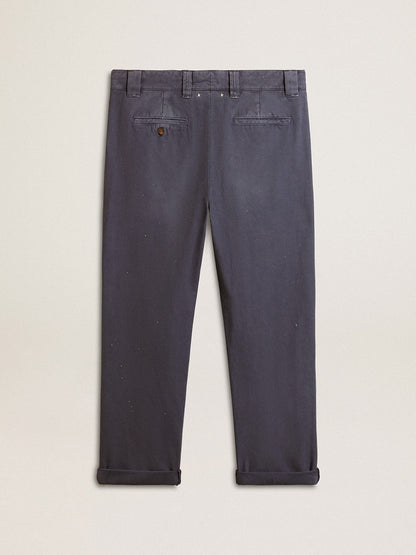 Men's chinos in blue with a lived-in effect - Golden Goose Men