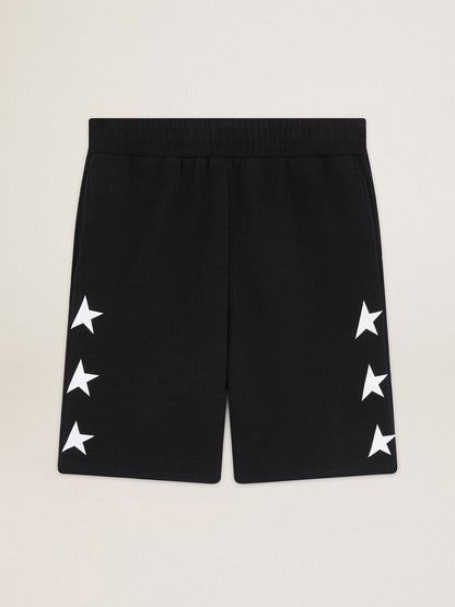 Men's black bermuda shorts with white stars - Golden Goose Men
