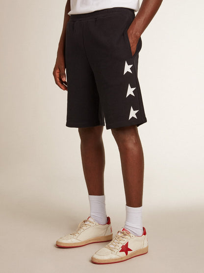 Men's black bermuda shorts with white stars - Golden Goose Men