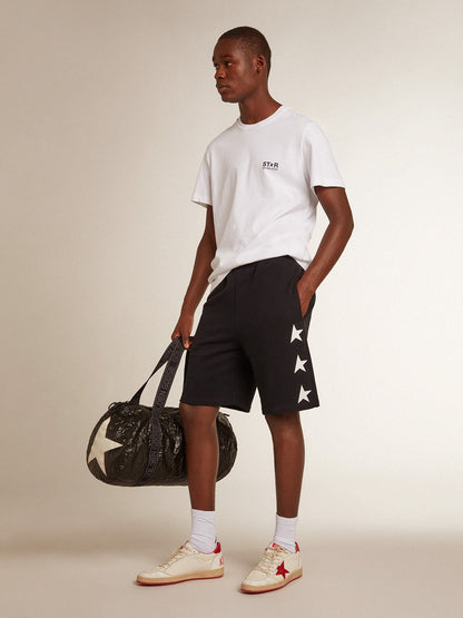 Men's black bermuda shorts with white stars - Golden Goose Men