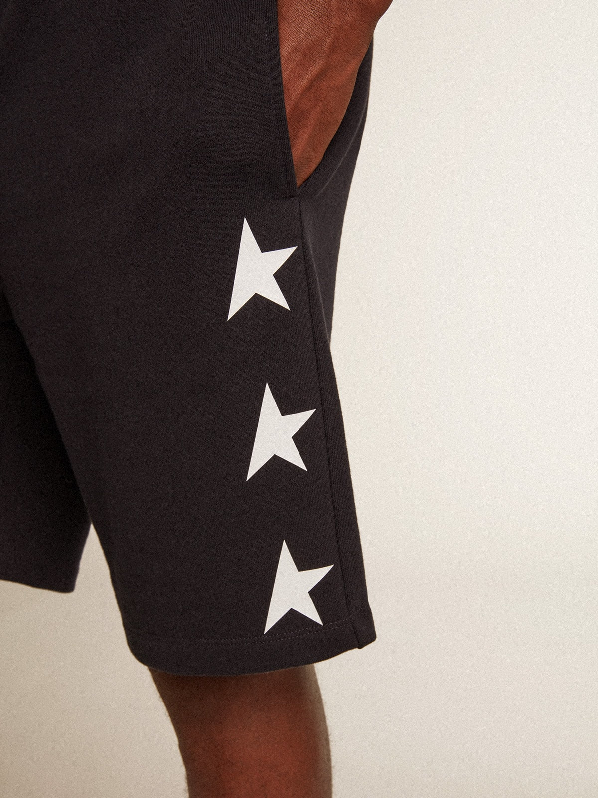 Men's black bermuda shorts with white stars - Golden Goose Men