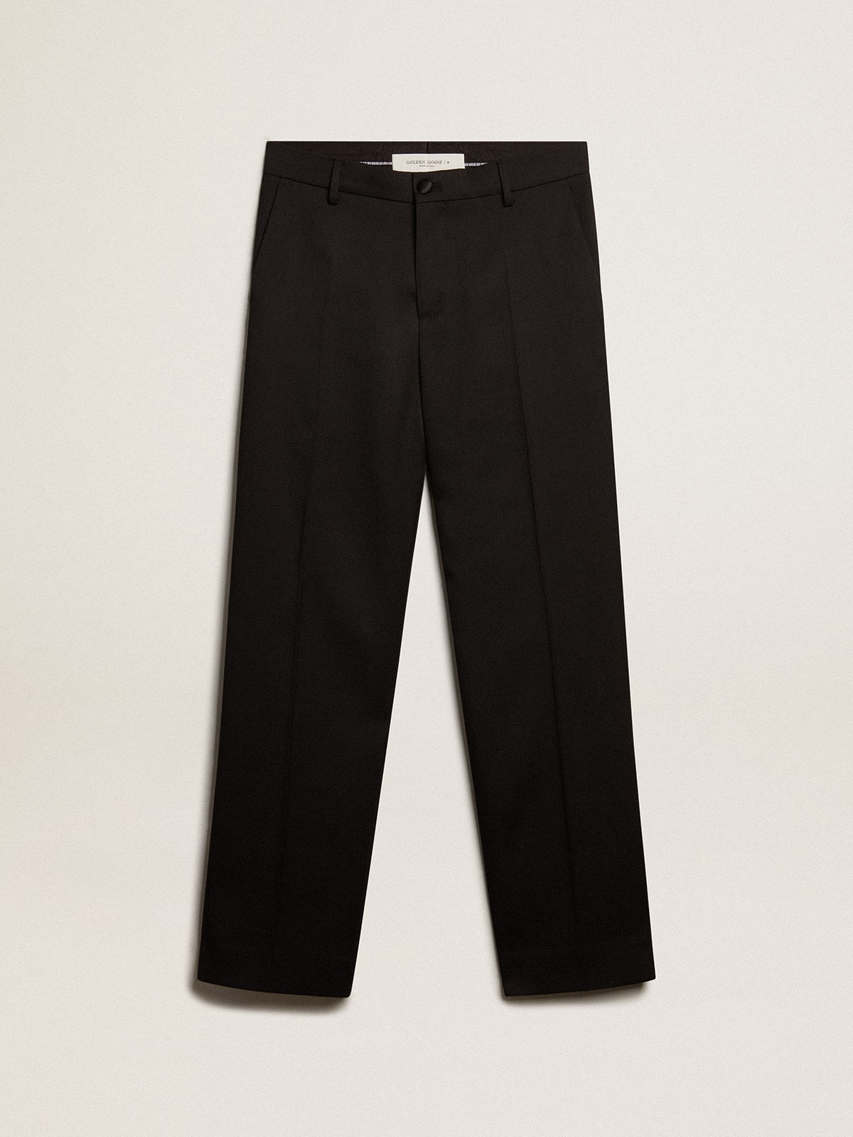 Men’s tuxedo pants in black wool gabardine - Golden Goose Men