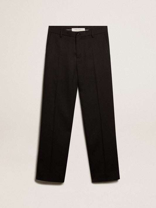 Men’s tuxedo pants in black wool gabardine - Golden Goose Men