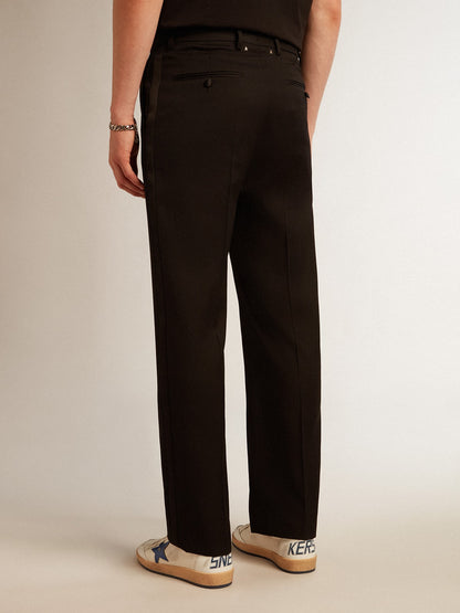 Men’s tuxedo pants in black wool gabardine - Golden Goose Men