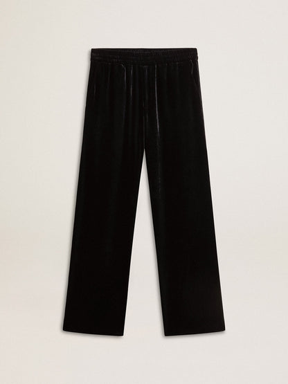 Men's black velvet effect pants - Golden Goose Men