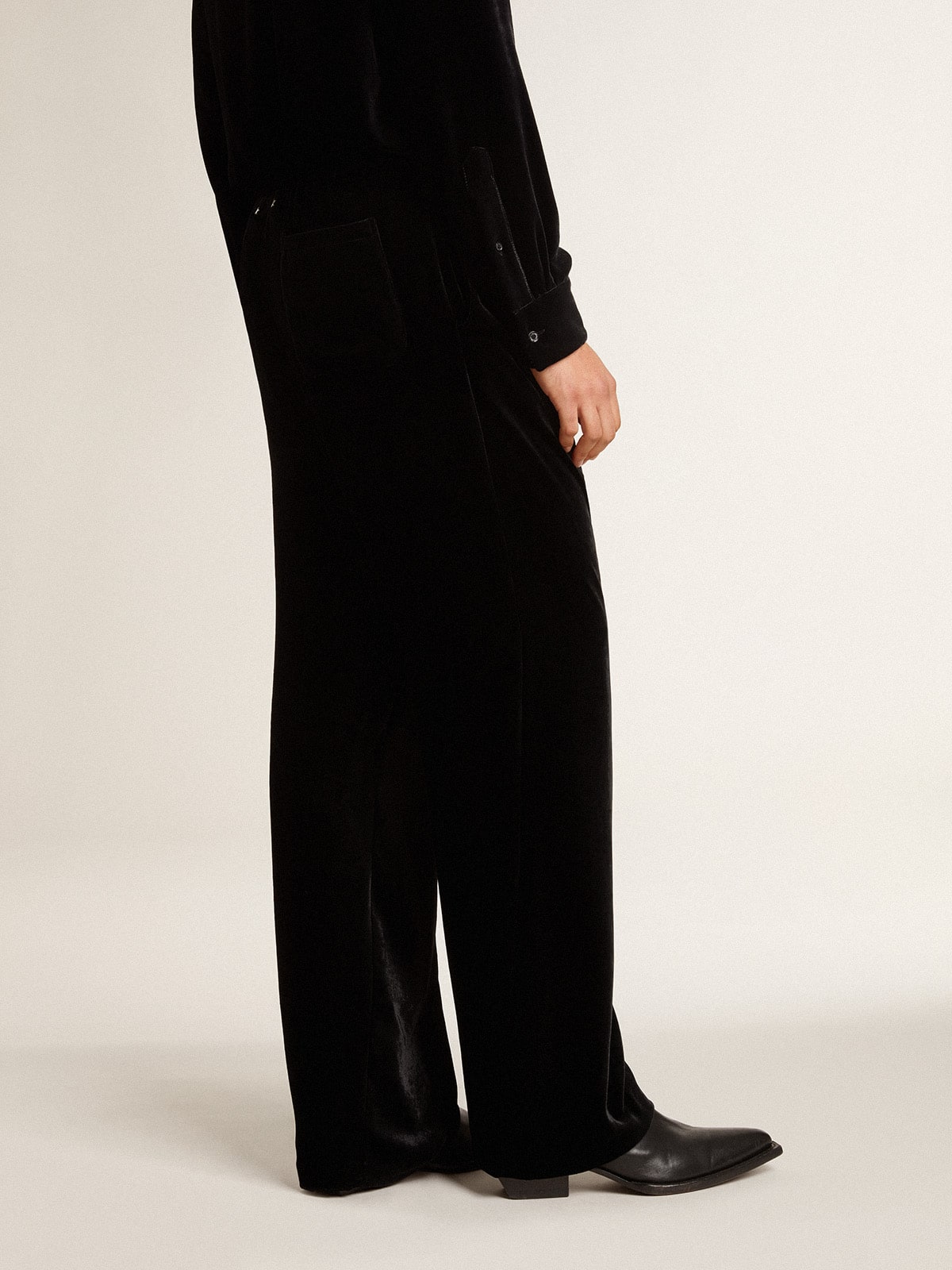 Men's black velvet effect pants - Golden Goose Men