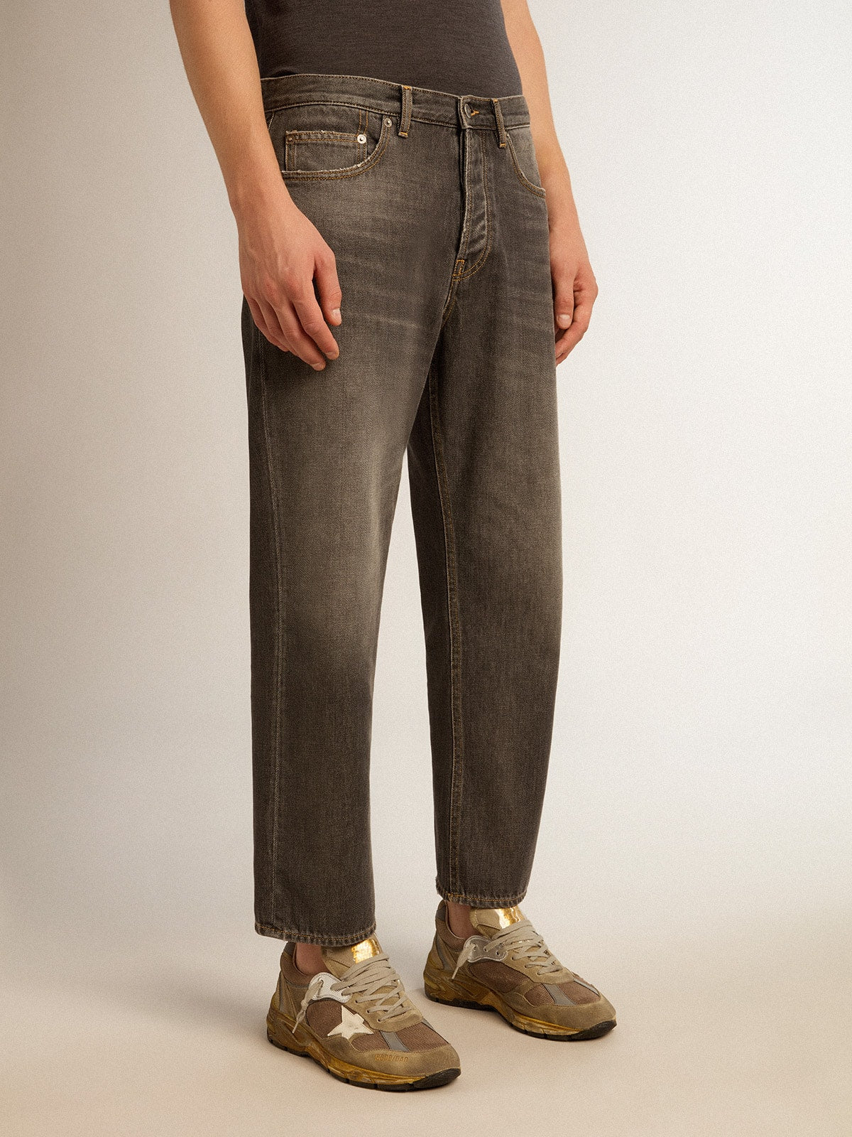 Men’s stonewashed-effect black jeans - Golden Goose Men