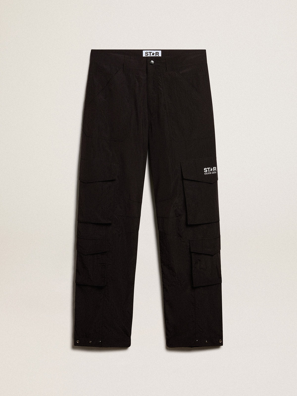 Black-colored ripstop nylon cargo pants - Golden Goose Men