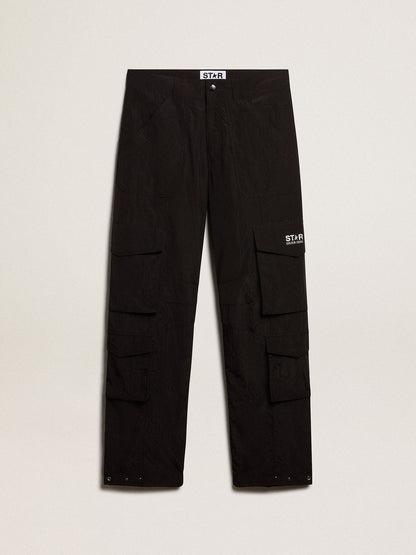 Black-colored ripstop nylon cargo pants - Golden Goose Men