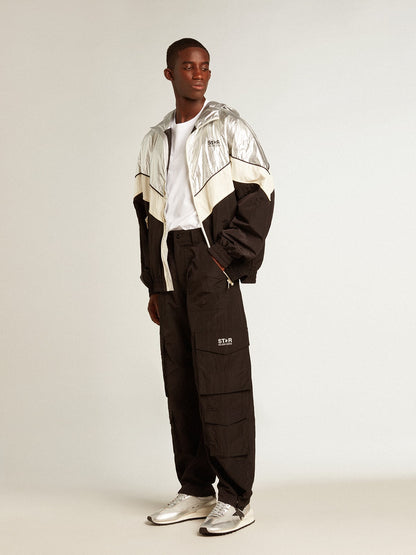 Black-colored ripstop nylon cargo pants - Golden Goose Men