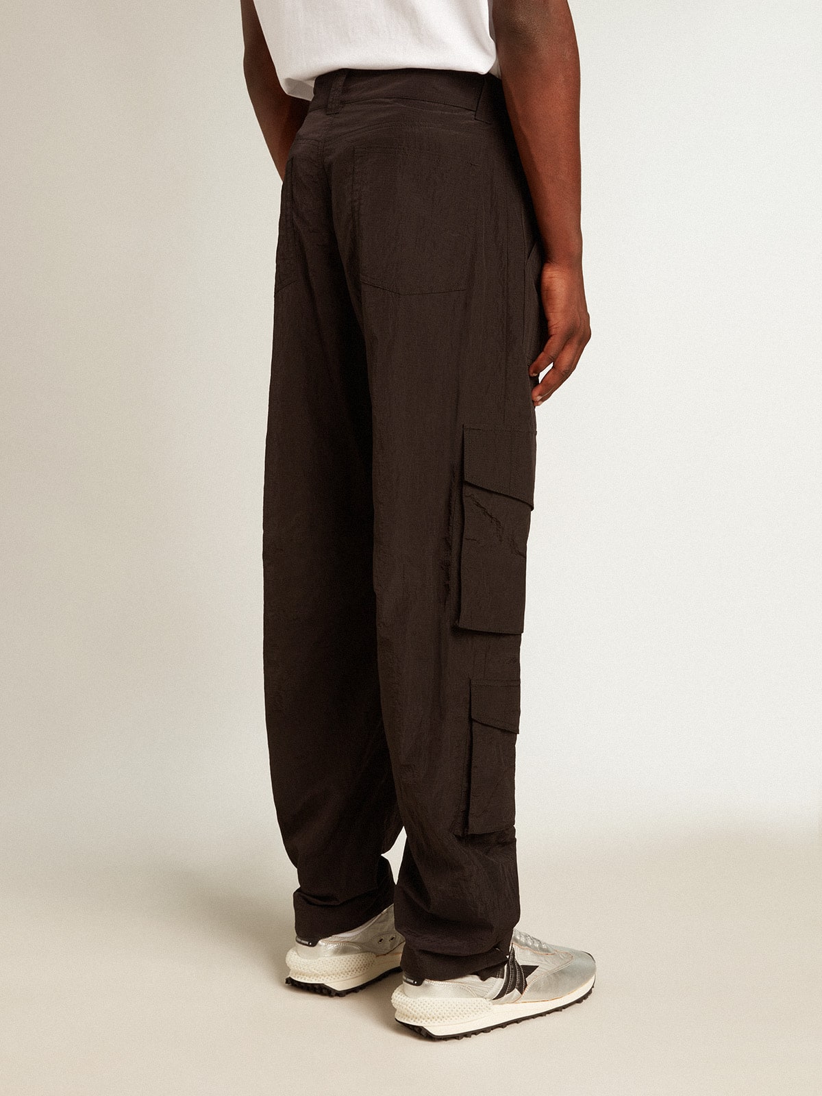Black-colored ripstop nylon cargo pants - Golden Goose Men