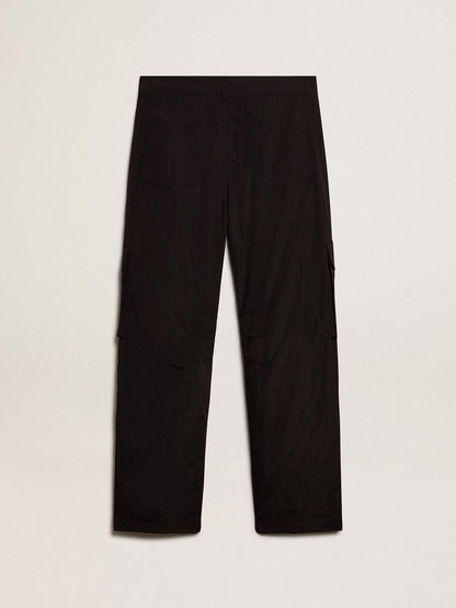 Black-colored ripstop nylon cargo pants - Golden Goose Men