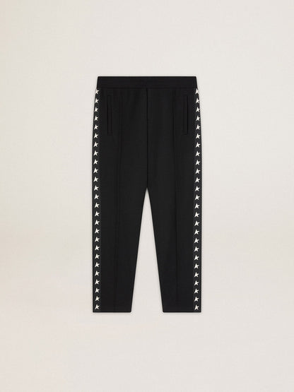 Men's black joggers with white stars on the sides - Golden Goose Men