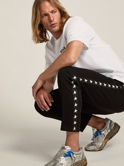 Men's black joggers with white stars on the sides - Golden Goose Men