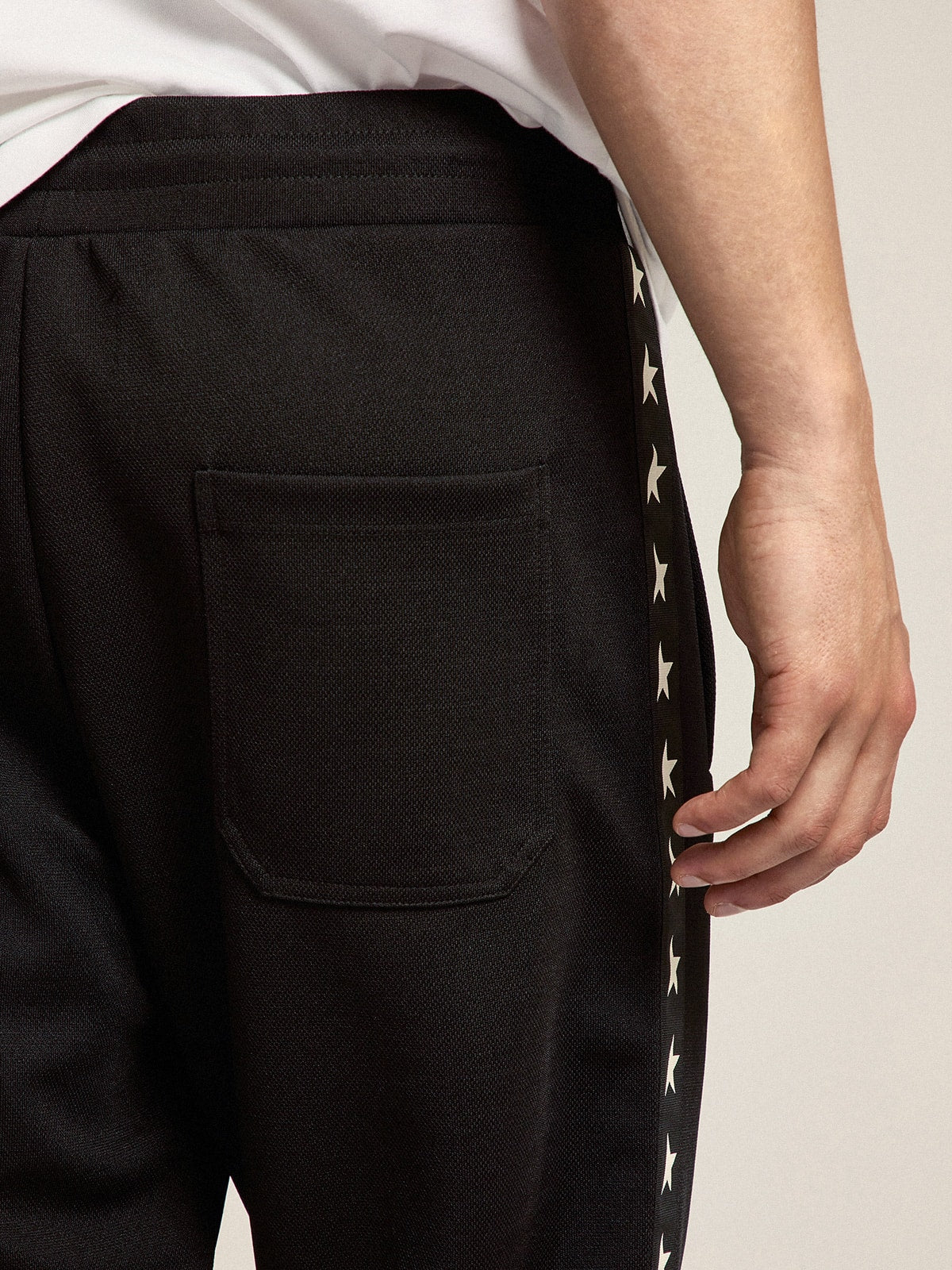 Men's black joggers with white stars on the sides - Golden Goose Men