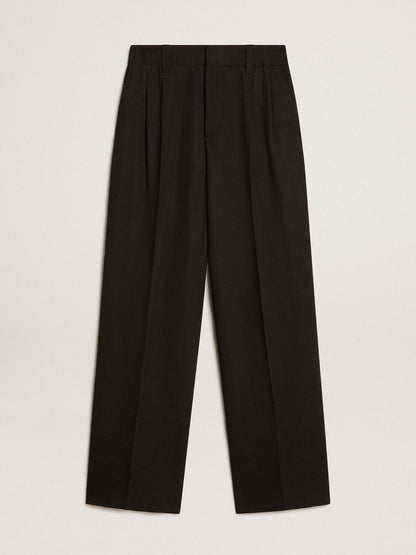 Black wool and viscose blend pants - Golden Goose Men