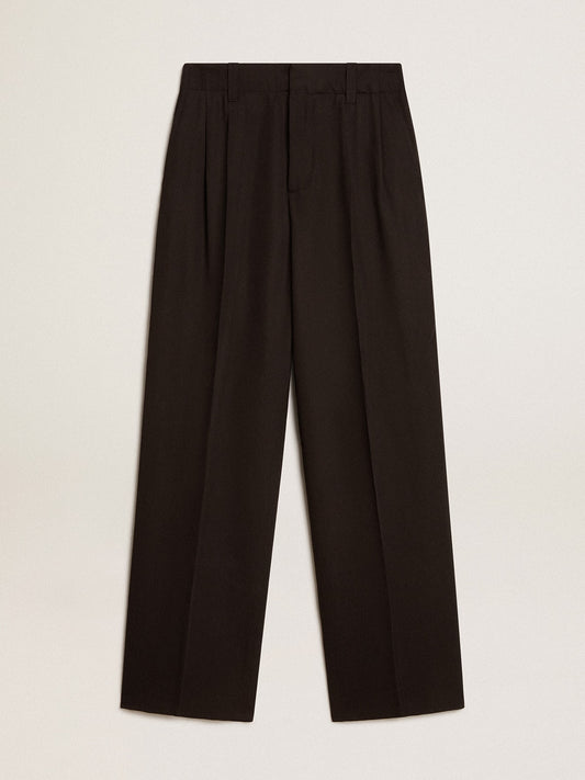 Black wool and viscose blend pants - Golden Goose Men