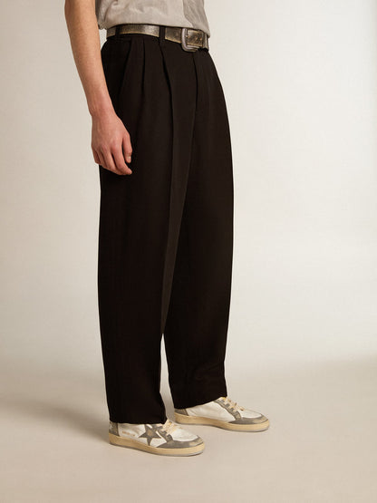 Black wool and viscose blend pants - Golden Goose Men