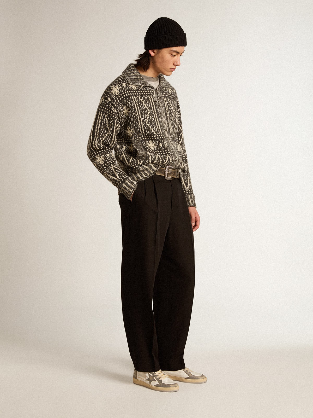 Black wool and viscose blend pants - Golden Goose Men