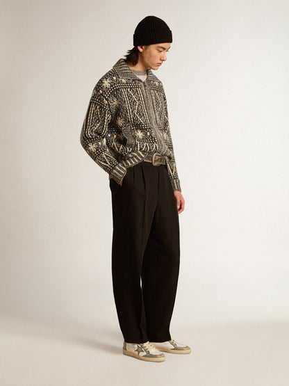 Black wool and viscose blend pants - Golden Goose Men