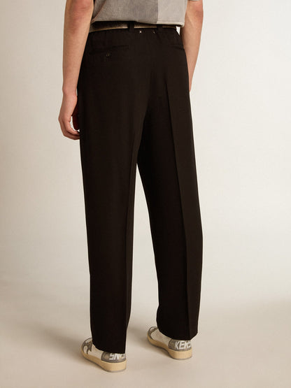 Black wool and viscose blend pants - Golden Goose Men