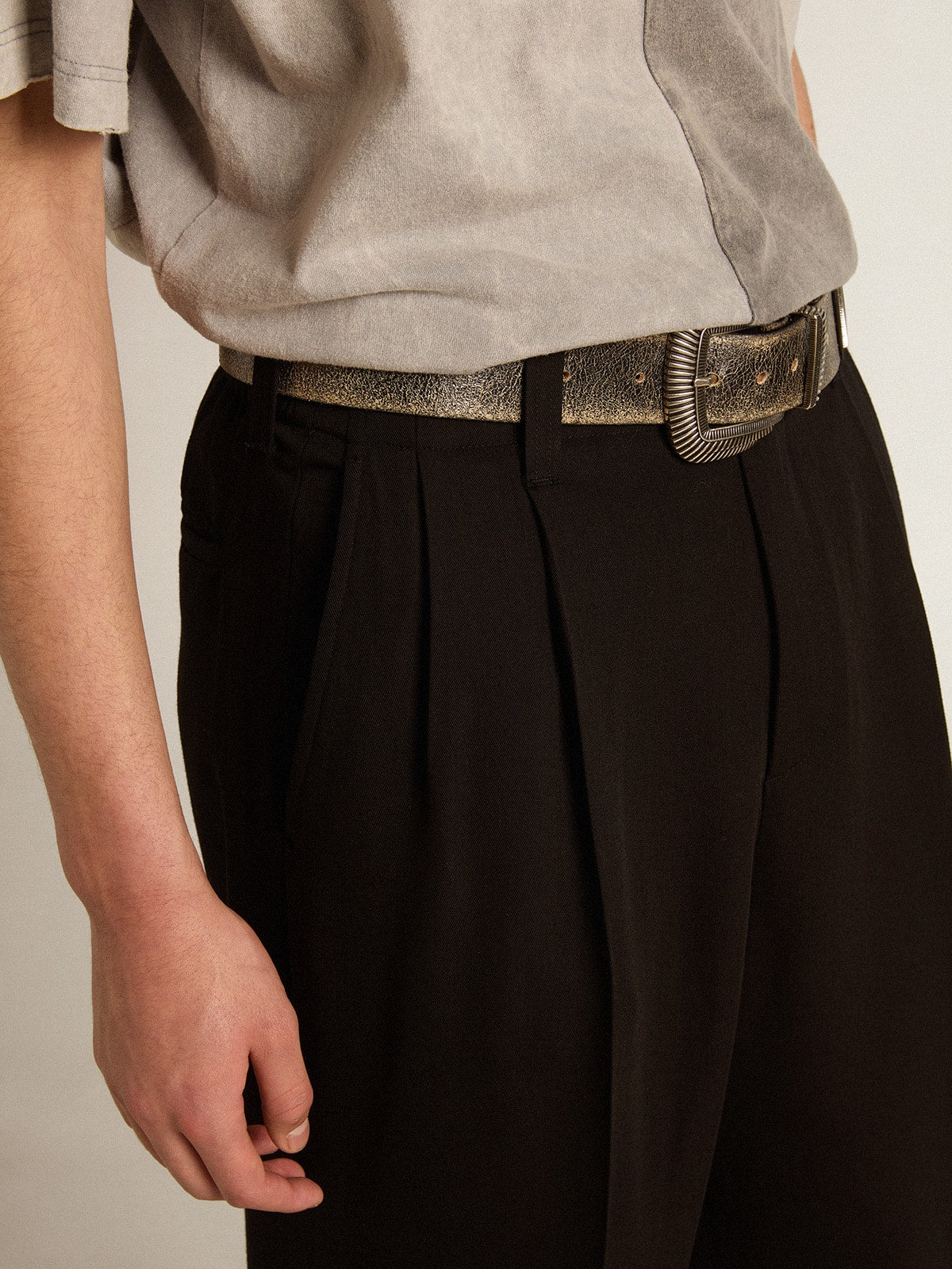 Black wool and viscose blend pants - Golden Goose Men