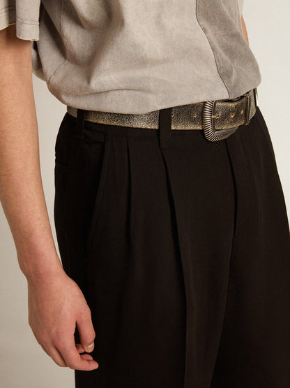 Black wool and viscose blend pants - Golden Goose Men