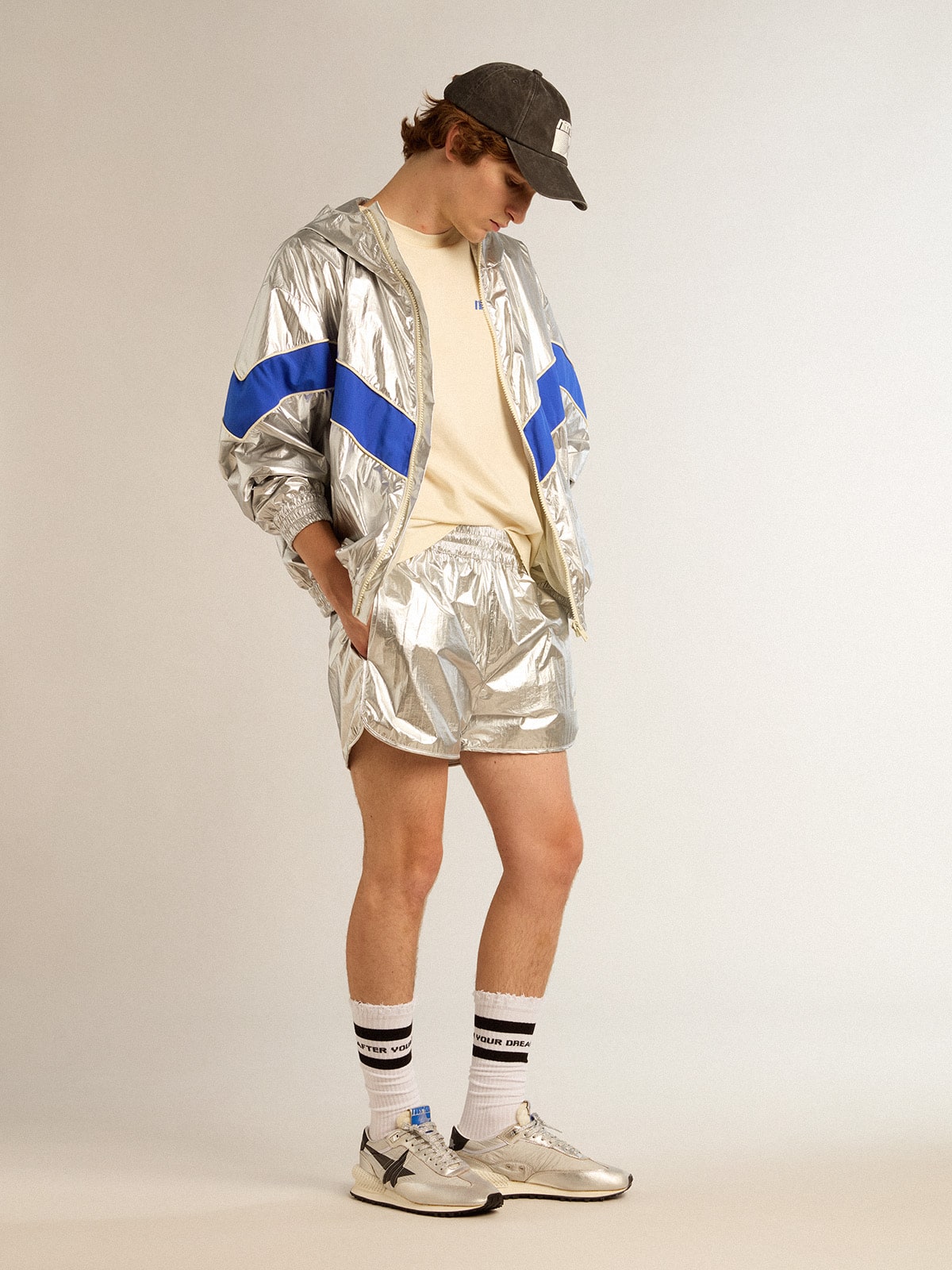 Men's running shorts in silver fabric - Golden Goose Men